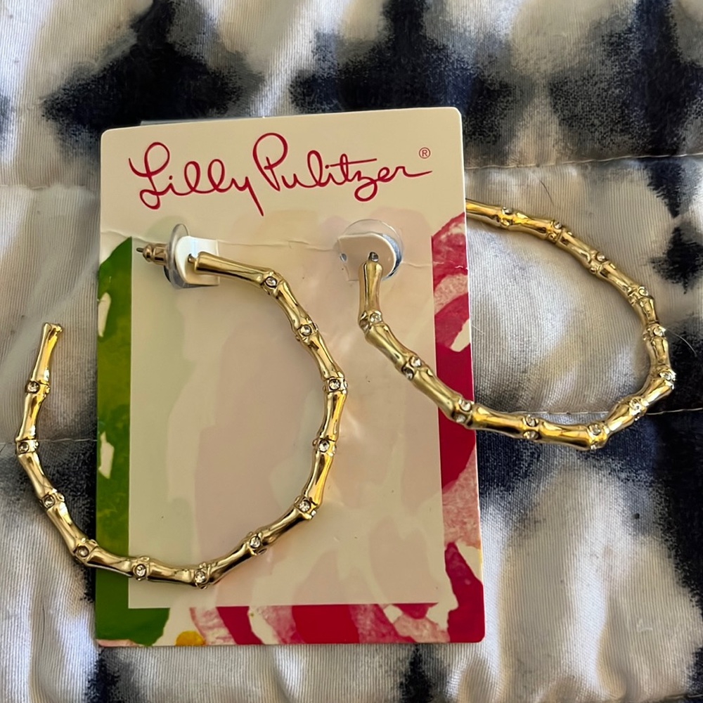 Lilly Pulitzer gold bamboo hoop earrings